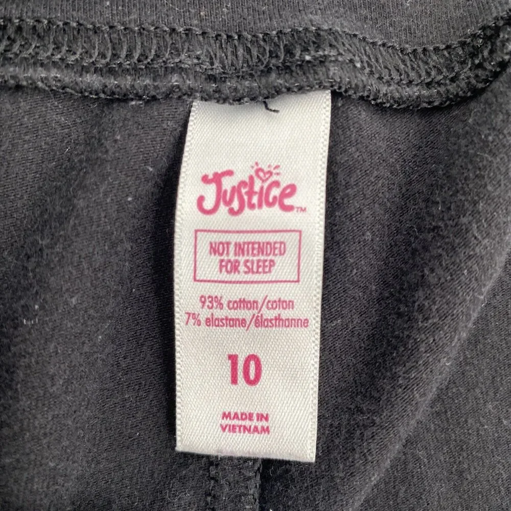 Justice Girls Stretch Elastic Waist Pull-On Paris Print Leggings Black Size 10